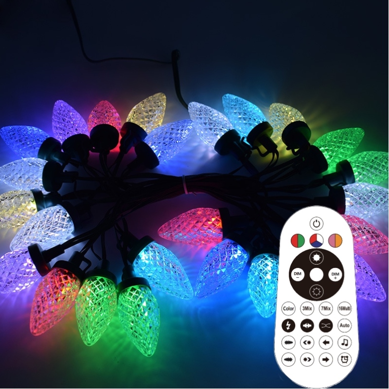 Smart C9 Strawberry Christmas Light Light Set Al aire libre LED Magic Color denavidad Cadena de luz de Navidad