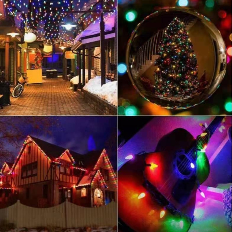 Smart C9 Strawberry Christmas Light Light Set Al aire libre LED Magic Color denavidad Cadena de luz de Navidad