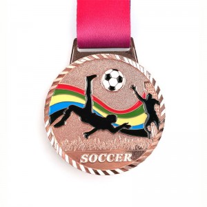 Medallas de fútbol de fútbol personalizado 3D Carrera de fútbol Running Metal Marathon Medalla deportiva con cinta
