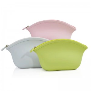 Fiesta de viaje de compras cremallera portátil color caramelo damas silicona bolsita de bolsas cosméticas