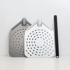 Mango desmontable 12 pulgadas/13 pulgadas/14 pulgadas pizza de aluminio perforado pizza pizza pizza espátula spatula paleta con cuatro círculos