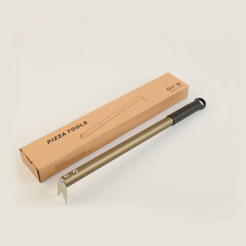 Pizza Fork de acero inoxidable Pizza Flipper Turner 43cm/16.9 pulgadas Manejo de largo Pizza Spinning Spinning For Pizza Oven/Grill, fácil de girar para la cáscara para la pizza