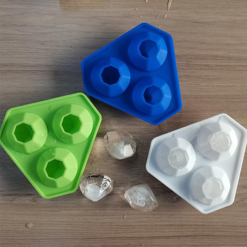 3 agujeros Bandeja de molde de silicona de diamantes de diamantes de silicona para bombas de baño de whisky, dulces, jabón y manualidades de bricolaje, lavavajillas, reutilizables