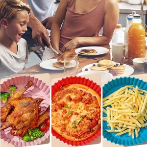 Partita de silicona de freidora de aire, cesta de freidora de aire de 8.5 pulgadas, accesorios de freidores de aire de grado alimenticio, revestimiento de freidores de aire reutilizables, revestimiento de pergaminos, sin freidora de aire...