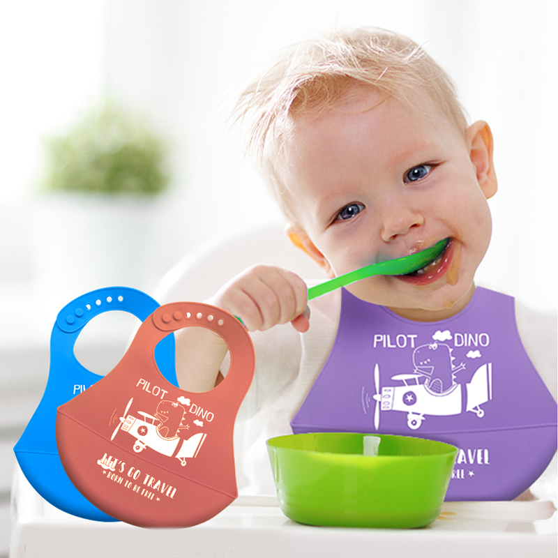 Baberos para bebés de silicona impermeables delgados y livianos para bebés yniños pequeños de alimentación de silicona blando ajustable con bolsillos de recolección de alimentos, unisex, sin desorden