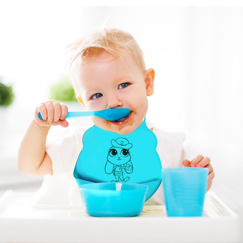 Baberos de bebé,niños de silicona \\\\\\\\\\\\\\ 'school babs fáciles de limpiar bocadillos alimentando bocadillos caídos, silicona suave ajustable