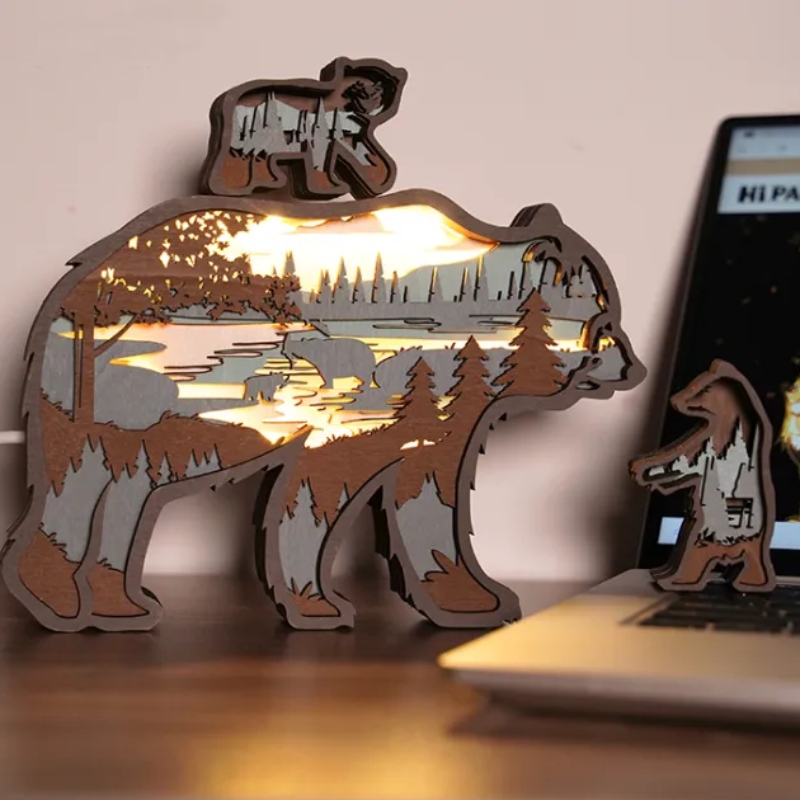 Adornos animales de oso polar de madera 3D