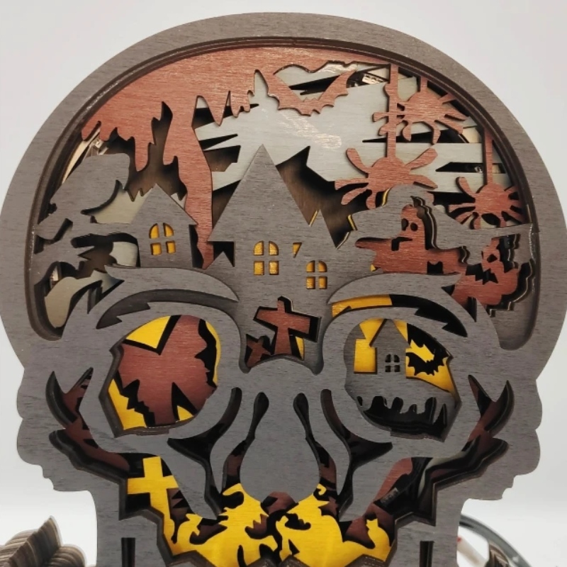 Decoración de artesanía de madera de esqueleto 3D