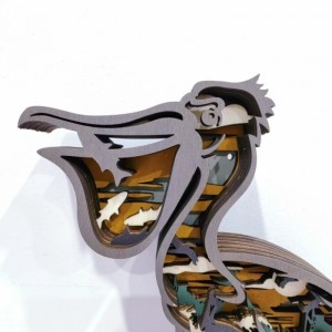 Adornos de artesanía de madera 3D para pájaros