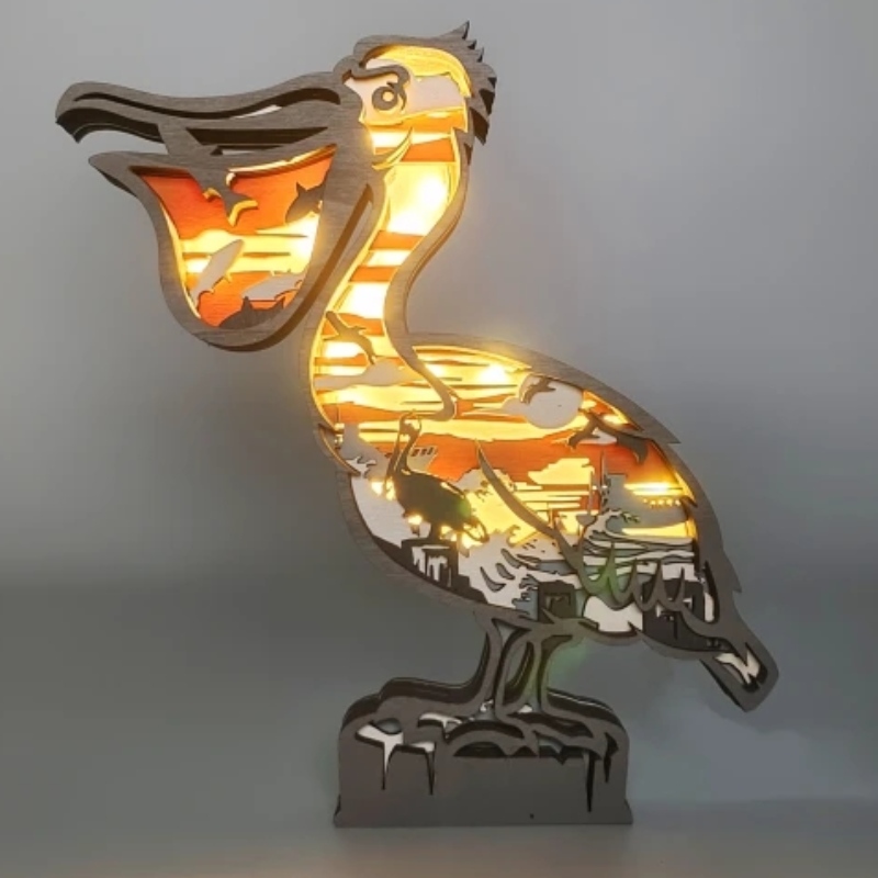 Adornos de artesanía de madera 3D para pájaros