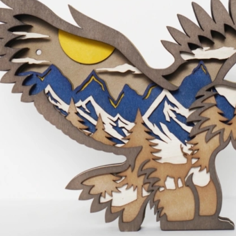 Decoración de artesanías de madera 3D Eagle