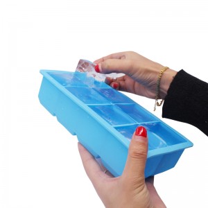 Silicona fácil de lanzamiento y 8 bandejas grandes de cubos de hielo, certificadas por materia prima, sin bpa, cubitos de hielo de fusión lenta para whisky, cócteles y jugos, fácil de limpiar