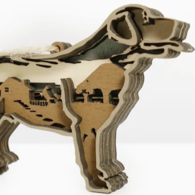 Decoración de artefacto de madera de cachorro 3d