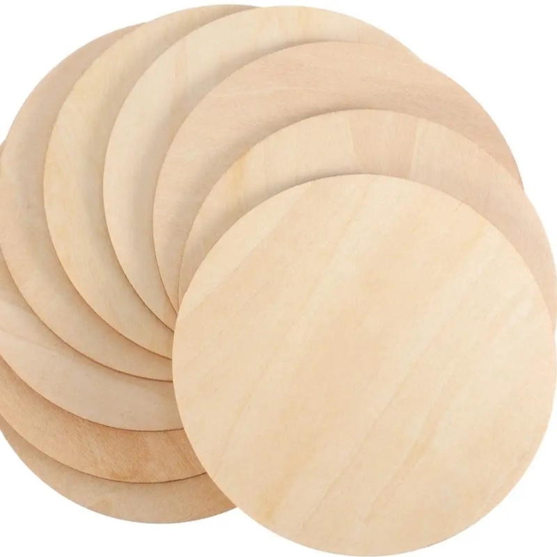 Pieza decorativa de círculo de madera contrachapada de cortes de madera de madera de madera de madera de madera para láser
