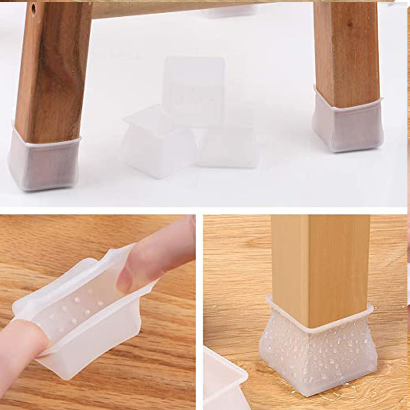 Protectores de piso de la pierna de silla de silicona, cubiertas de la pierna de madera de madera dura mesa de comedor protectores de la pierna muebles elásticos sillas cubiertas de piernas antideslizantes