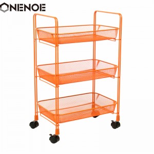 Onenoe Design Modern Metal Mesh Organizador de almacenamiento de 3niveles Multi-usos Múltiples Cartero de rodaje Cartero de almacenamiento de tranvía fuerte de servicio pesado con cestas