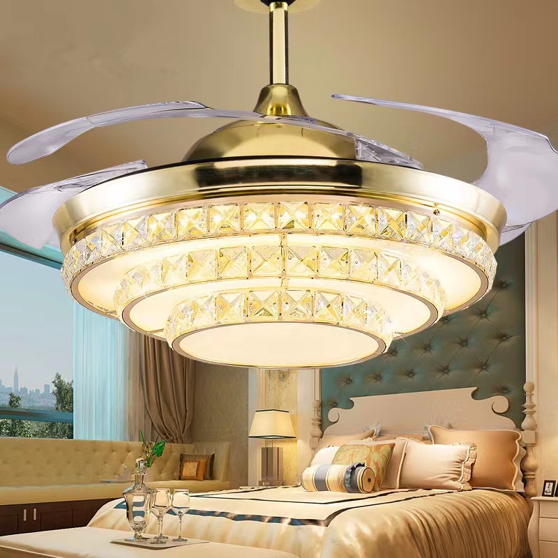 Ventilador de techo de lámpara K004 con luz con un color remoto de 42 pulgadas 3 de color con el ventilador de cristal de altavoces