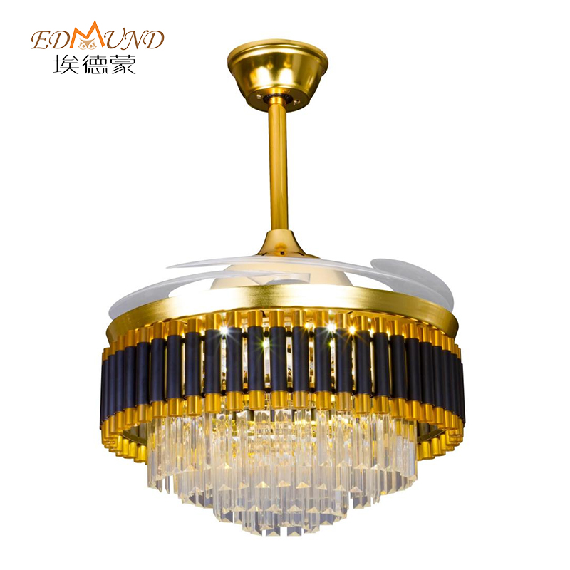 Ventilador de techo de lámpara K008 con luz con un color remoto de 42 pulgadas 3 con lámpara de ventilador de cristal de altavoces