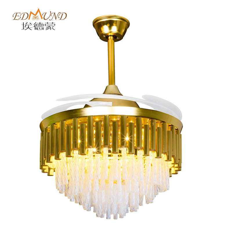 Ventilador de techo de lámpara K009 con luz con un color remoto de 42 pulgadas 3 con lámpara de ventilador de cristal de altavoces