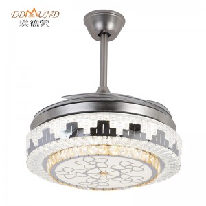 Ventilador de techo de lámpara K017 con luz con un color remoto de 42 pulgadas 3 con candelabro de ventilador de cristal de altavoces