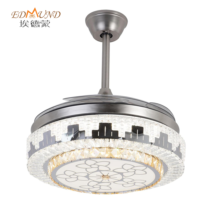 Ventilador de techo de lámpara K017 con luz con un color remoto de 42 pulgadas 3 con candelabro de ventilador de cristal de altavoces