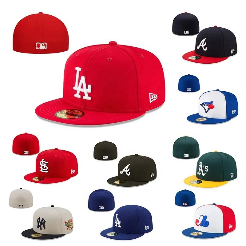 Gorra de béisbol personalizada de Gorras al por mayor con el logotipo de bordado 3D de borde plano