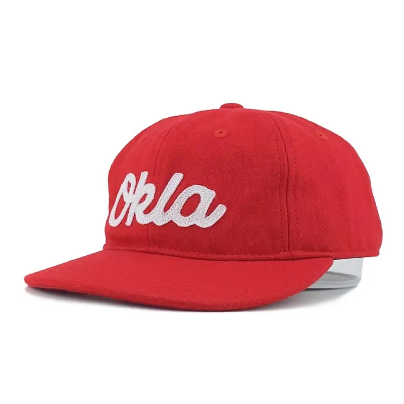 Borde plano sin estructurar 6 panel de 6 paneles correa de espalda ajustable tapa bordada lana personalizadano estructurada 6 panel Capa de sombrero de papá Snapback