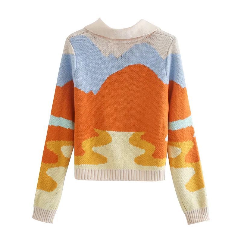 Sweater de logotipo OEM personalizado mujeres Jacquard Knitwear Damas Jumper