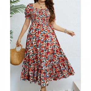 Vestido de mujeres con estampado de moda de verano de talla grande