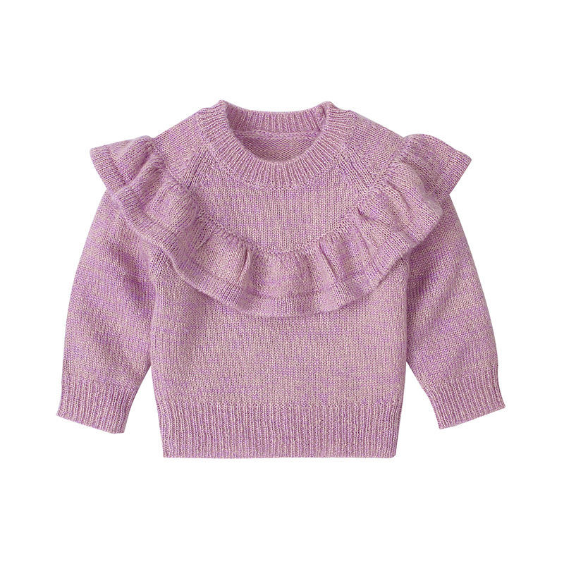 Ropa de bebé chicas manga larga suéter de rufa rufa patrones de tejido sólido