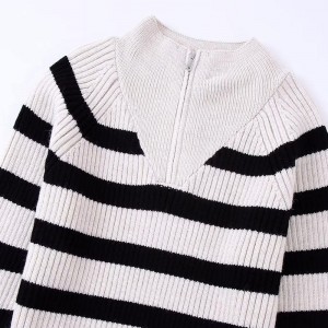 Autumn New Fashion Stripe Sweater Vintage Vintage de manga larga Mujer suéter