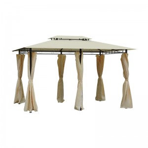 10 \\\\ \'x 13 \\\\\' Pergola de cenador suave suave al aire libre con cortinas, cenador de marco de acero de 2niveles para patio, crema blanco