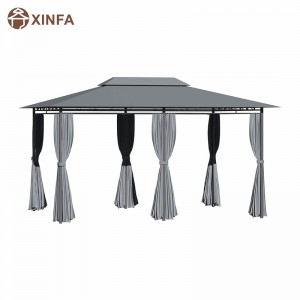 10 \\\\ \'x 13 \\\\\' Pergola de cenador suave suave al aire libre con cortinas, cenador de marco de acero de 2niveles para patio, sabio gris