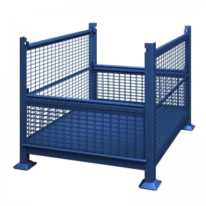 Contenedor a granel de malla de alambre de metal con puertas de media caída - plegable