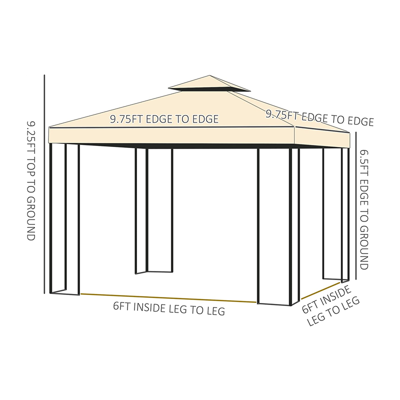 10 \\ 'x 10 \\' Cuerpo de jardín de cenador de patio al aire libre con cortinas de malla extraíbles