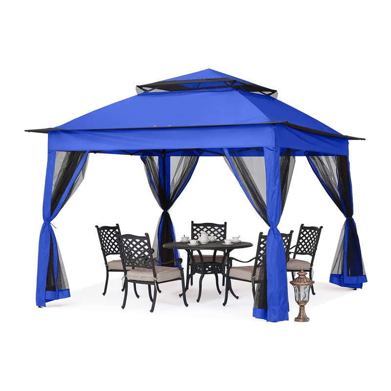 Suministros de jardinería Pérgola Aluminio Gazebo Gazebo Actividad al aire libre Uso con mosquitera Neta, Azul