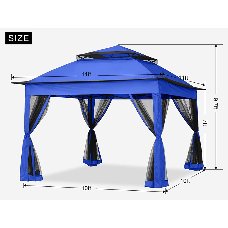 Suministros de jardinería Pérgola Aluminio Gazebo Gazebo Actividad al aire libre Uso con mosquitera Neta, Azul