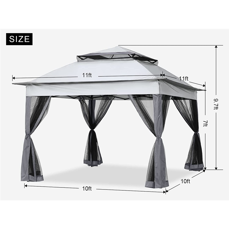 Suministros de jardín Pérgola Aluminio Gazebo Gazebo Actividad al aire libre Uso con mosquitera Neta, gris