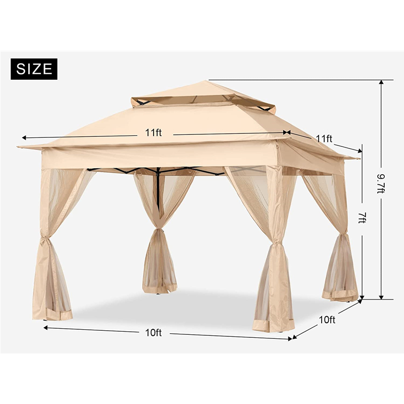 Suministros de jardín Pérgola Aluminio Gazebo Gazebo Actividad al aire libre Uso con mosquitera Neta, amarillo claro