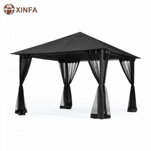 10x 10 pies Gazebo Gazebo Canopy con reducción de mosquitos para césped, jardín, patio trasero,negro