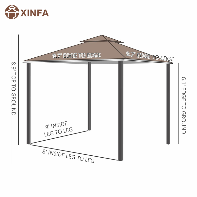 10 \\ 'x 10 \\' Copa de copa de cañón de patio al aire libre con paredes laterales de malla, dosel de 2niveles para patio trasero, café