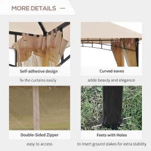 10 \\\\ \'x 10 \\\\\' Copa de copa de cañón de patio al aire libre con paredes laterales de malla, dosel de 2niveles para patio trasero, beige