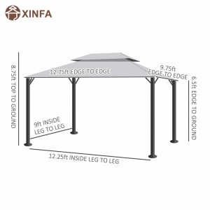 10 \\\\ \'x 13 \\\\\' Gazebo Gazebo Techo doble Gazebo Gazebo Canopy Refugio con redes&cortinas, gris