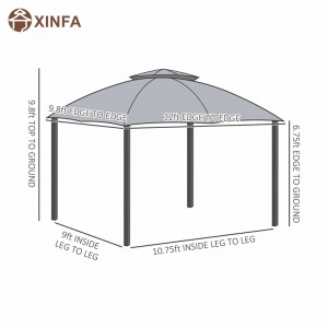 10 \\\\ \'x 12 \\\\\' Gazebo GazoBo Patio Gazebo Canopy Shelter w/do doble techo ventilado, paredes laterales de malla con cremallera, gris