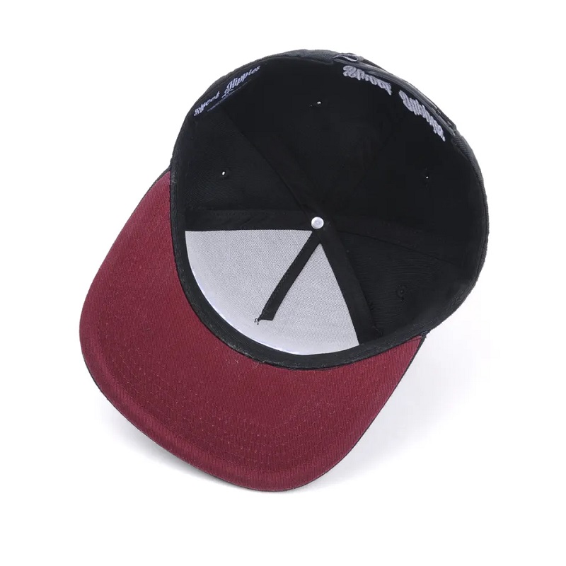 Design al por mayor Street Dance Hip Hop Flat Bill Sombreros Custom Bordery Black Snapback