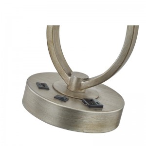 Lámpara de escritorio para dormir con acabado plateado antiguo, una lámpara de escritorio con una salida conveniente y un puerto USB