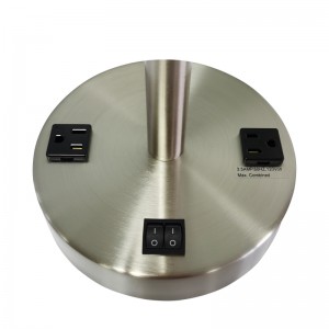 Lámpara de mesa de la mesita denoche deníquel de estilo simple con un gemelo en/off rocker y dos salidas convenientes en la habitación