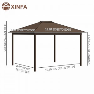 10 \\\\ \'x 12 \\\\\' Gazebo de techo de acero galvanizado con redes y cortinas