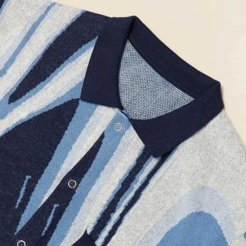 Camisa de polo de bolsillo de bolsillo frontal personalizada Jacquard Jacquard Knitwear Gen Men Sweater