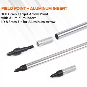 Puntas de flecha de tornillo de alongarrow de 100 grises e insertos de aluminio